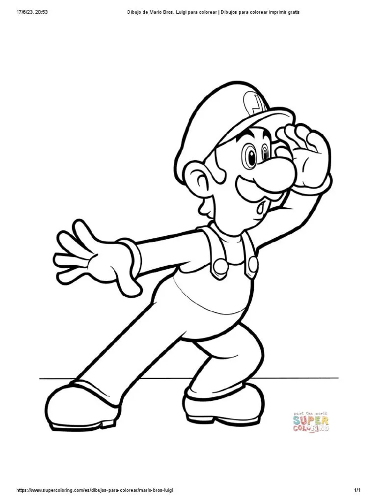 Dibujo de Mario Bros. Luigi para Colorear - Dibujos para Colorear Imprimir  Gratis | PDF