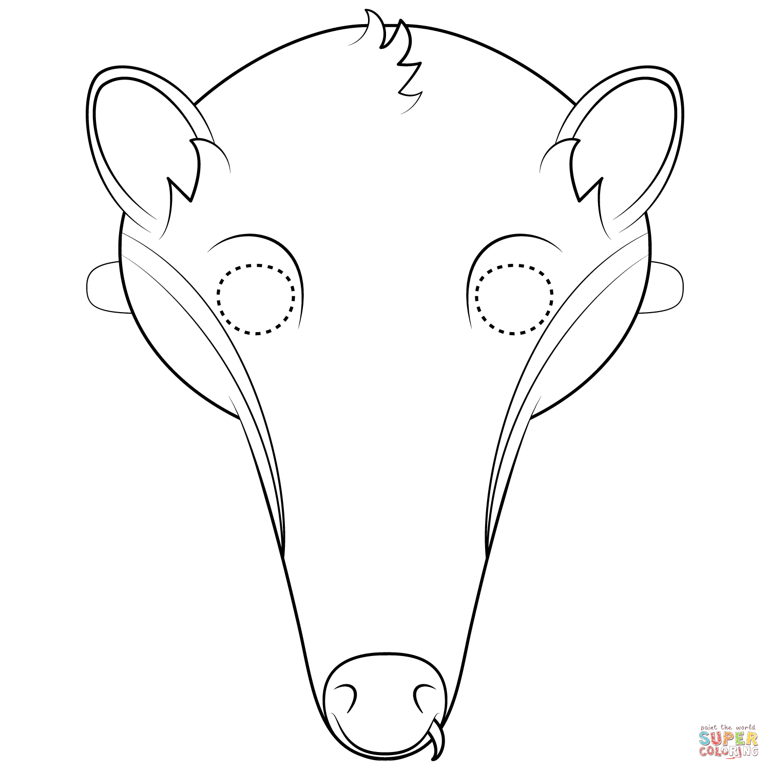Dibujo de Máscara de Oso Hormiguero para colorear | Dibujos para colorear imprimir gratis Dibujo de Máscara de Oso Hormiguero para colorear | Dibujos para colorear imprimir gratis