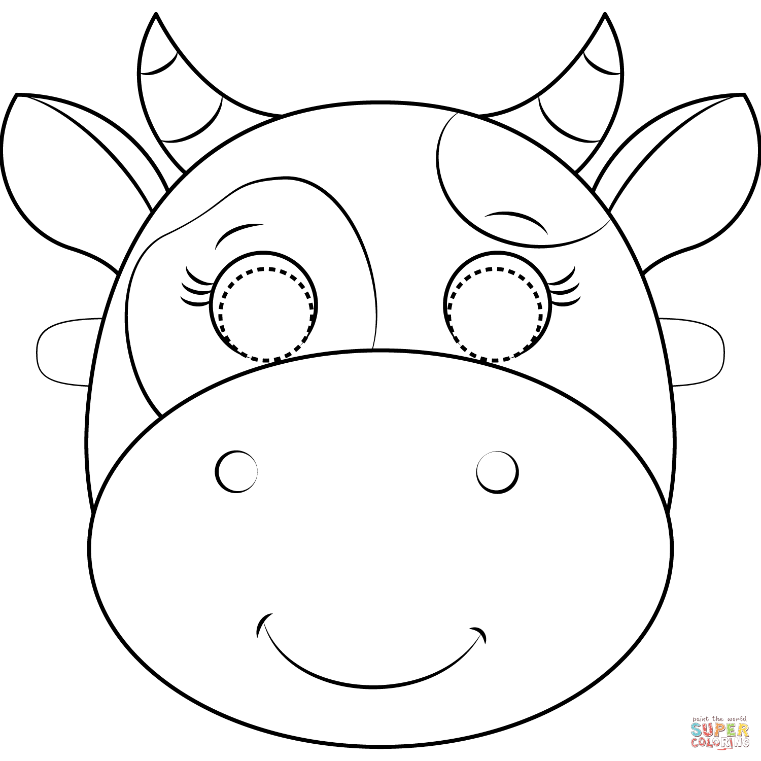 Dibujo de Máscara de Vaca para colorear | Dibujos para colorear imprimir gratis Dibujo de Máscara de Vaca para colorear | Dibujos para colorear imprimir gratis