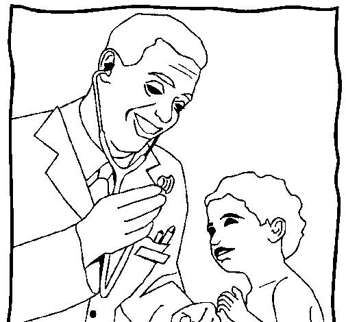 Dibujo de Médico con el estetoscopio para Colorear Dibujo de Médico con el estetoscopio para Colorear