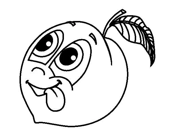 Dibujo de Melocotón con la lengua fuera para Colorear - Dibujos.net Dibujo de Melocotón con la lengua fuera para Colorear - Dibujos.net