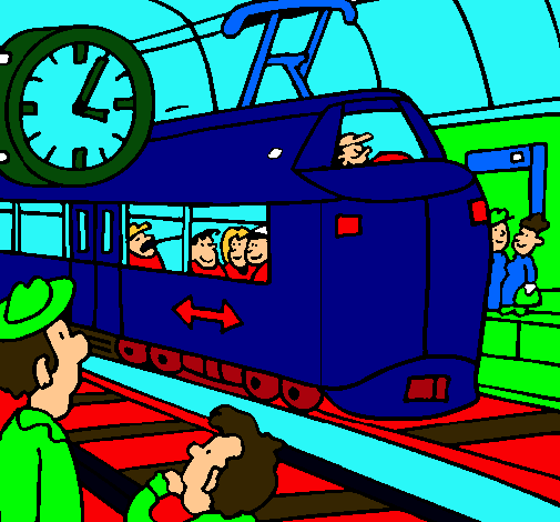 Dibujo de Estación de ferrocarriles pintado por Metro en Dibujos ... Dibujo de Estación de ferrocarriles pintado por Metro en Dibujos ...