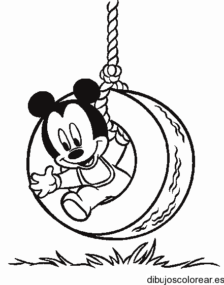 Dibujo de Mickey Mouse jugando al columpio | Dibujos para Colorear Dibujo de Mickey Mouse jugando al columpio | Dibujos para Colorear