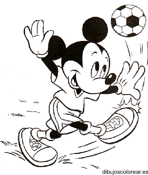 Dibujo de Mickey Mouse jugando fútbol | Dibujos para Colorear Dibujo de Mickey Mouse jugando fútbol | Dibujos para Colorear