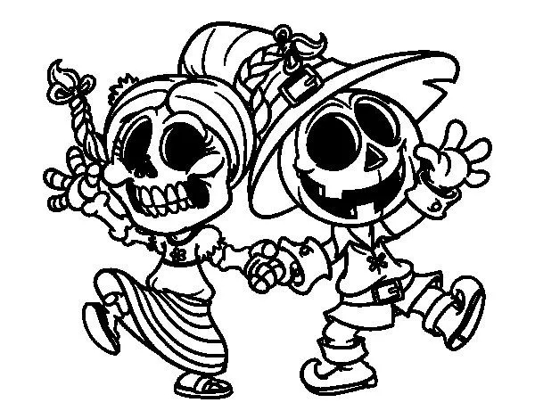 Dibujo de Miércoles y Jack-o-lantern para Colorear - Dibujos.net Dibujo de Miércoles y Jack-o-lantern para Colorear - Dibujos.net