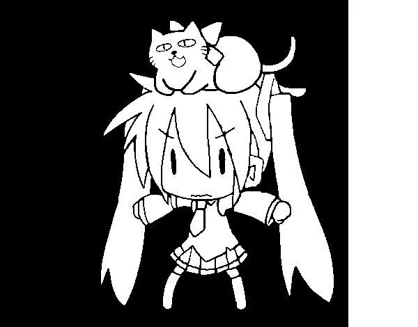 Dibujo de Miku Hatsune para Colorear - Dibujos.net Dibujo de Miku Hatsune para Colorear - Dibujos.net