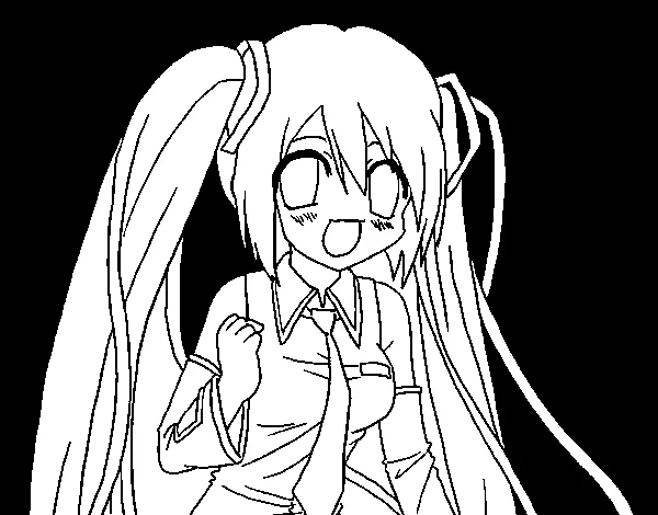 Dibujo de Miku Hatsune vocaloid para Colorear - Dibujos.net Dibujo de Miku Hatsune vocaloid para Colorear - Dibujos.net