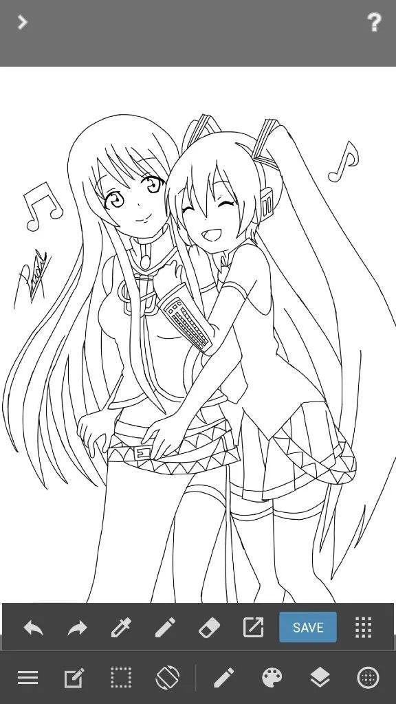 Dibujo de Miku y Luka Dibujo de Miku y Luka