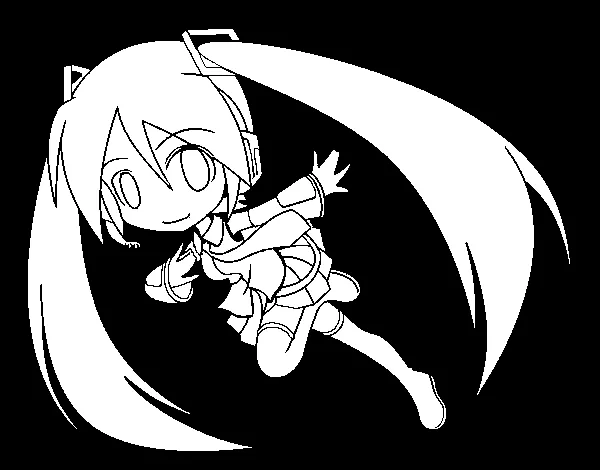 Dibujo de Miku virtual para Colorear - Dibujos.net Dibujo de Miku virtual para Colorear - Dibujos.net