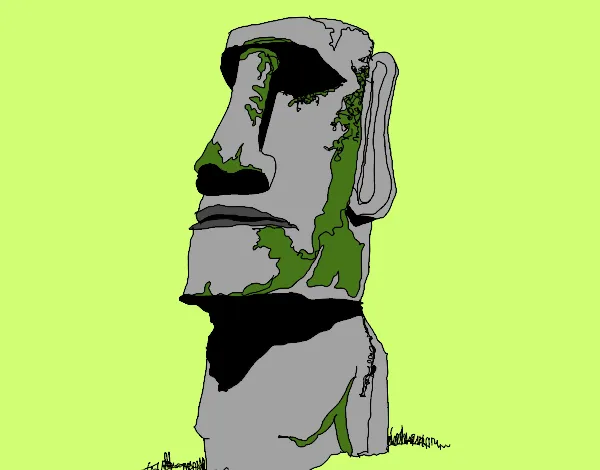 Dibujo de Moái de la Isla de Pascua pintado por Carolayn en ... Dibujo de Moái de la Isla de Pascua pintado por Carolayn en ...