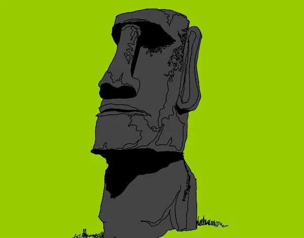 Dibujo de Moái de la Isla de Pascua pintado por Gardenia en ... Dibujo de Moái de la Isla de Pascua pintado por Gardenia en ...