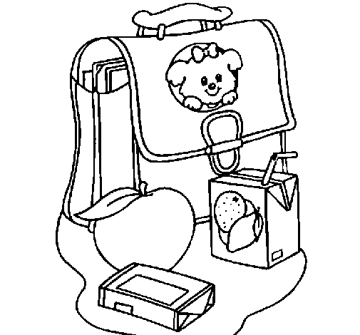 Dibujo de Mochila y desayuno para Colorear - Dibujos.net Dibujo de Mochila y desayuno para Colorear - Dibujos.net