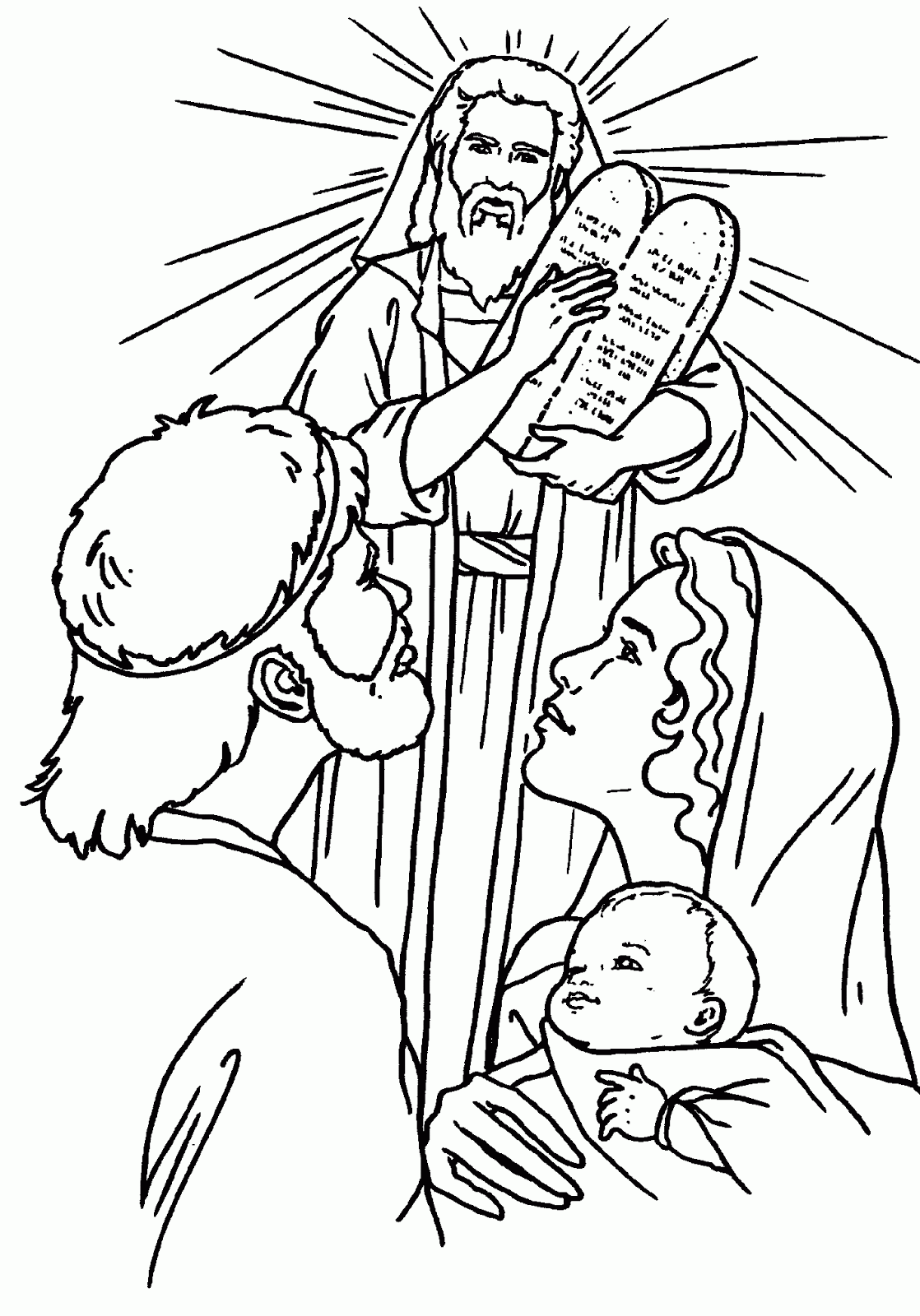 Dibujo de Moises con las tablas de la Ley para colorear Dibujo de Moises con las tablas de la Ley para colorear