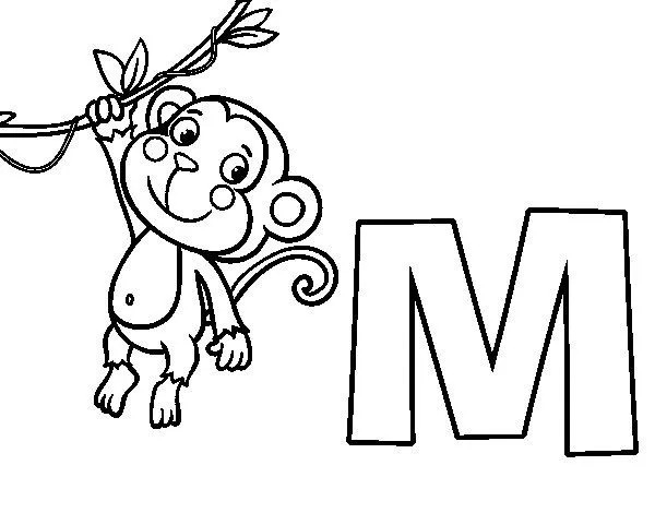 Dibujo de M de Mono para Colorear - Dibujos.net Dibujo de M de Mono para Colorear - Dibujos.net