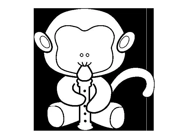 Dibujo de Mono flautista para Colorear - Dibujos.net Dibujo de Mono flautista para Colorear - Dibujos.net