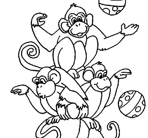 Dibujo de Monos haciendo malabares para Colorear - Dibujos.net Dibujo de Monos haciendo malabares para Colorear - Dibujos.net