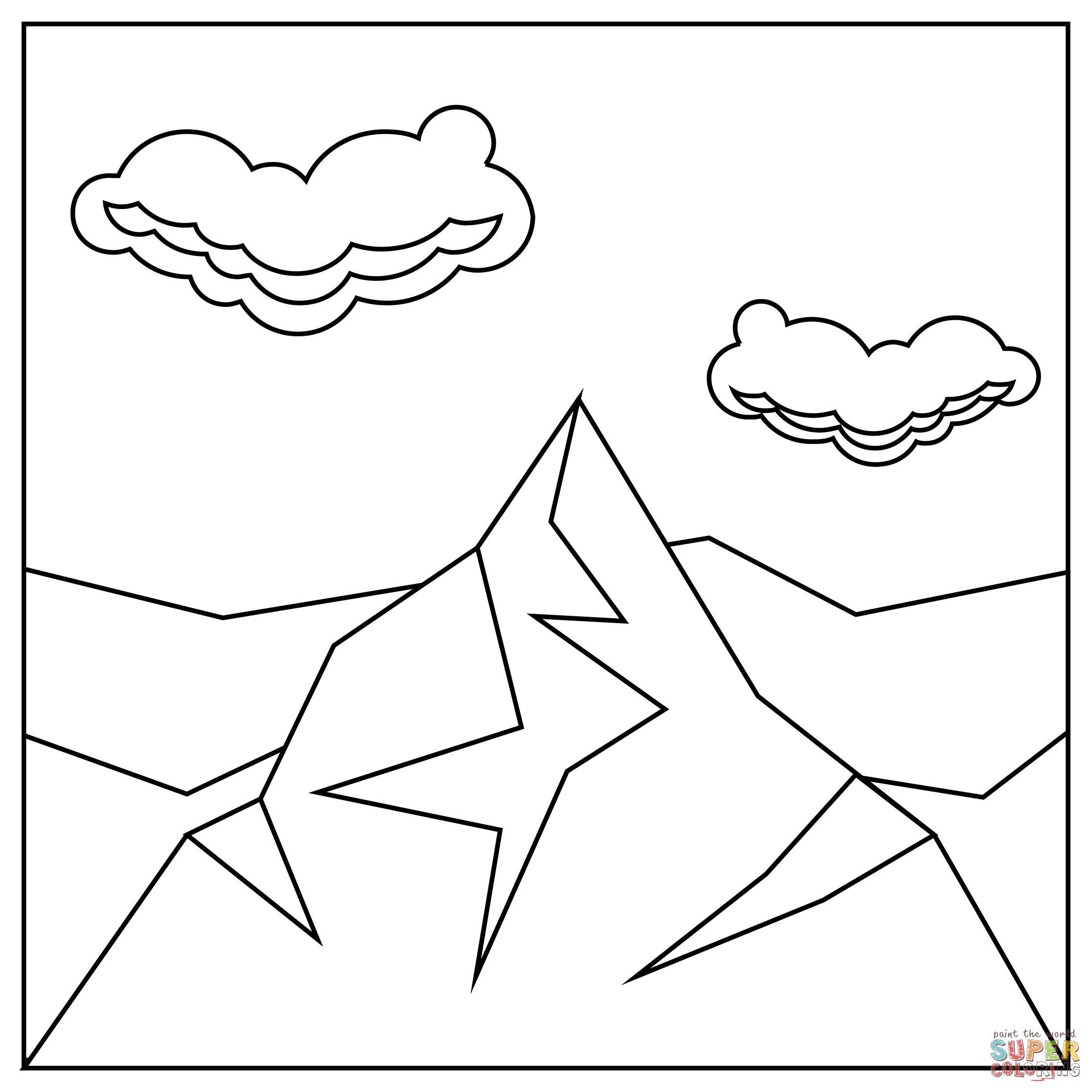 Dibujo de Montaña cubierta de nieve para colorear | Dibujos para colorear imprimir gratis Dibujo de Montaña cubierta de nieve para colorear | Dibujos para colorear imprimir gratis