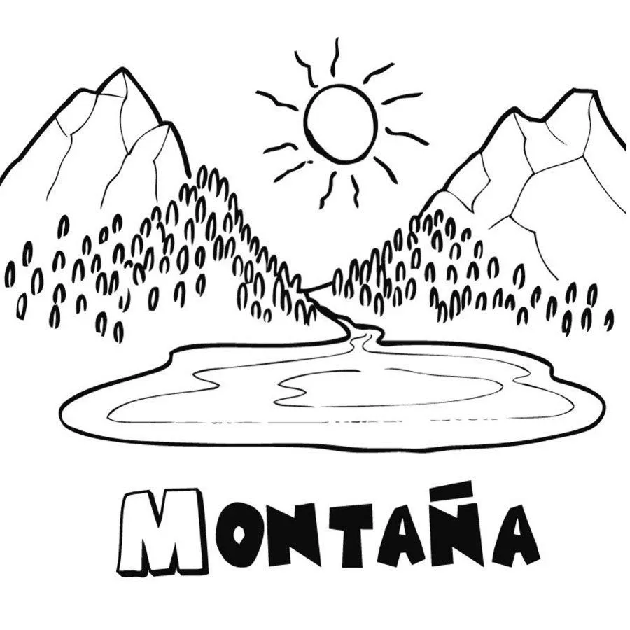 Dibujo de una montaña para imprimir y colorear Dibujo de una montaña para imprimir y colorear