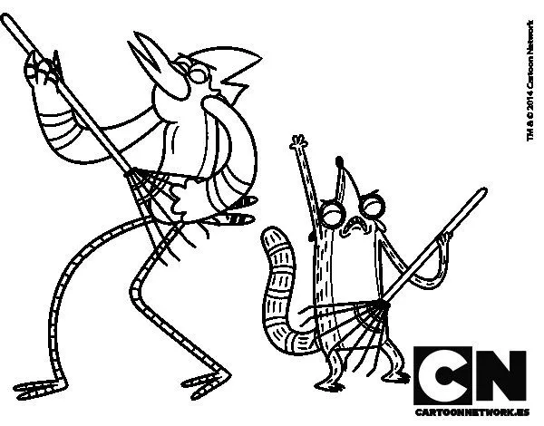 Dibujo de Mordecai y Rigby para Colorear - Dibujos.net