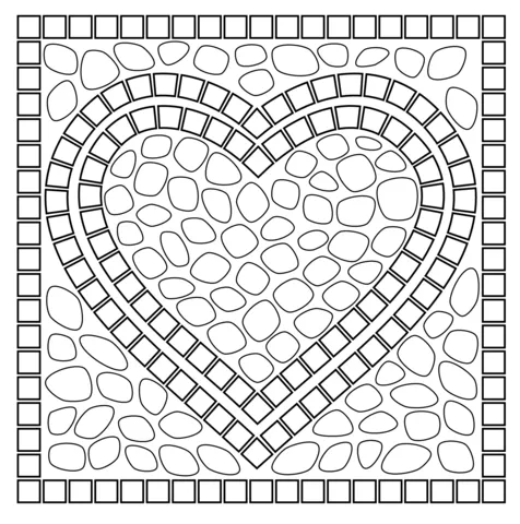 Dibujo de Mosaico en forma de corazón para colorear | Dibujos para ...