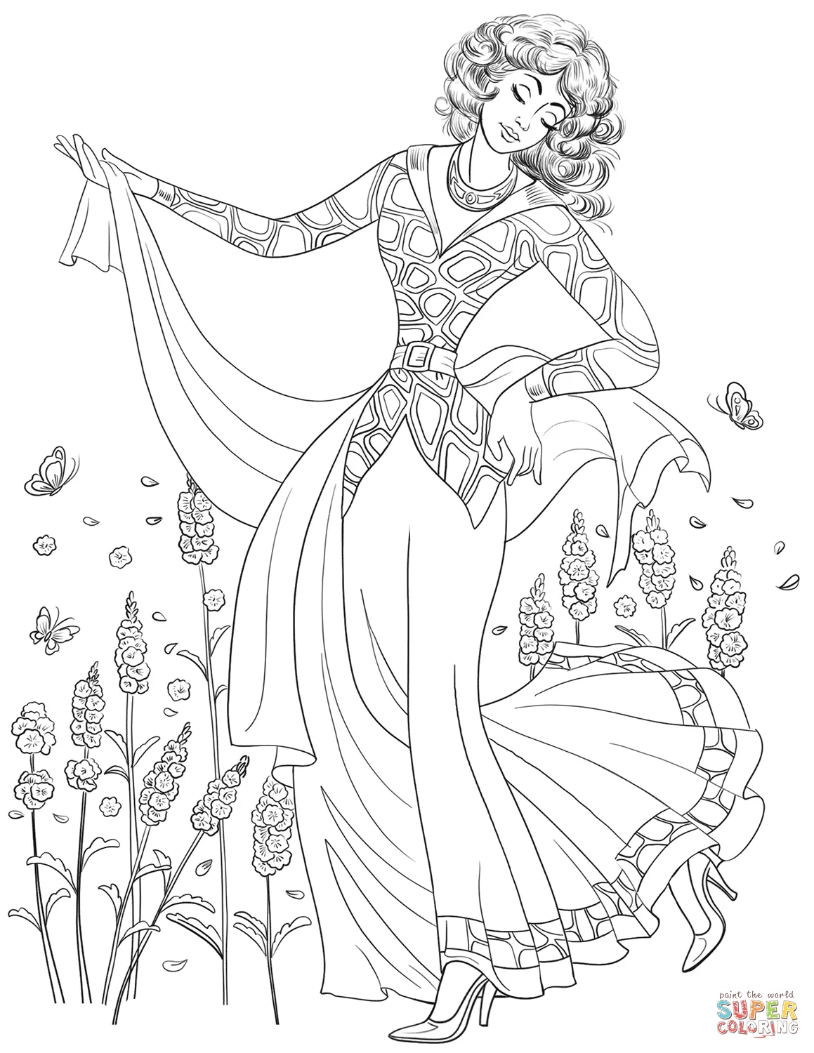 Dibujo de Mujer de los 80 para colorear | Dibujos para colorear imprimir gratis Dibujo de Mujer de los 80 para colorear | Dibujos para colorear imprimir gratis