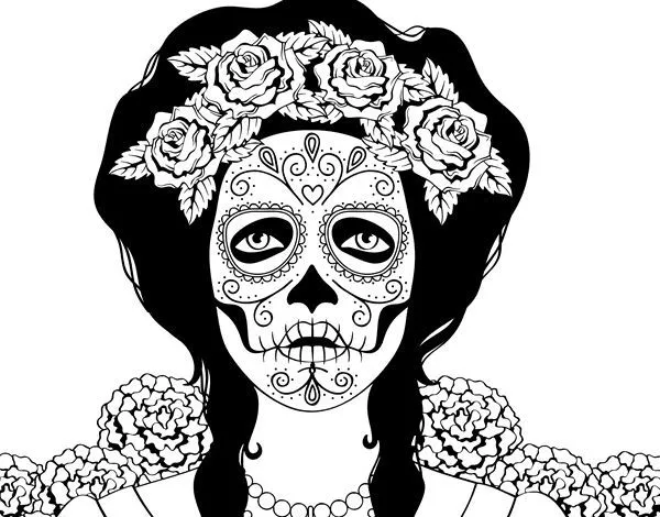 Dibujo de Mujer calavera mejicana para colorear | para colorear ...