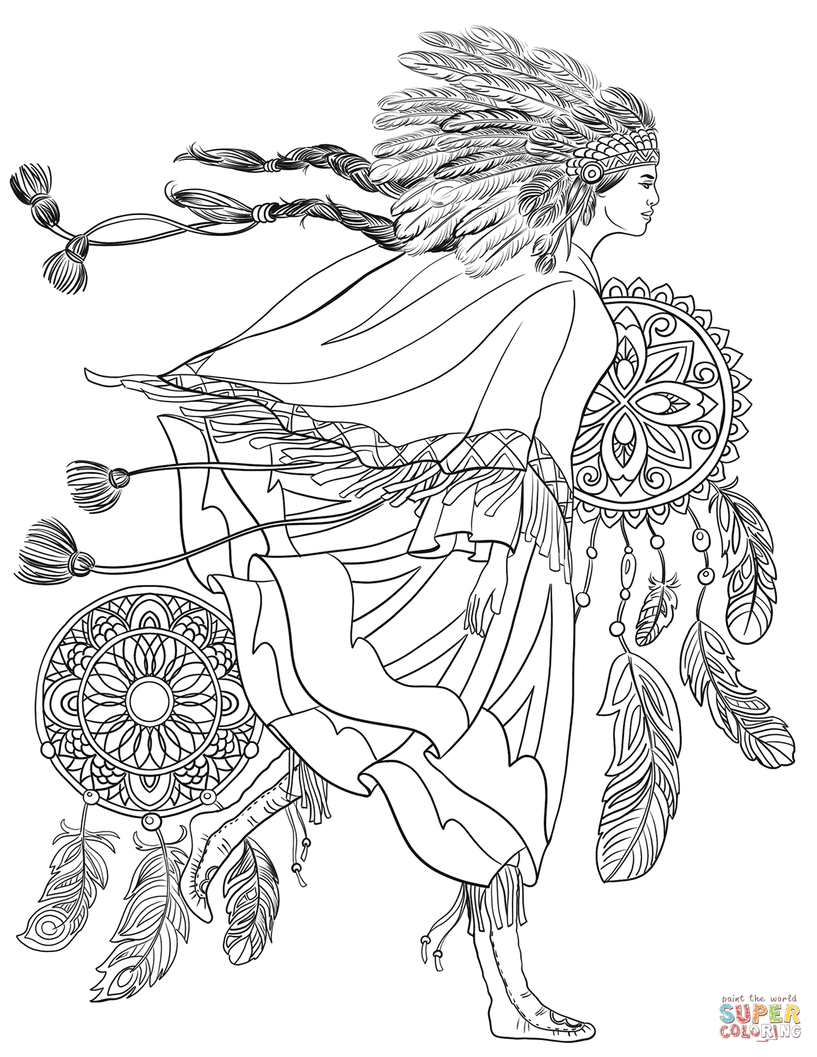 Dibujo de Mujer Indígena con el Traje Tradicional para colorear | Dibujos para colorear imprimir gratis Dibujo de Mujer Indígena con el Traje Tradicional para colorear | Dibujos para colorear imprimir gratis