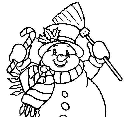 Dibujo de Muñeco de nieve con bufanda para Colorear - Dibujos.net Dibujo de Muñeco de nieve con bufanda para Colorear - Dibujos.net