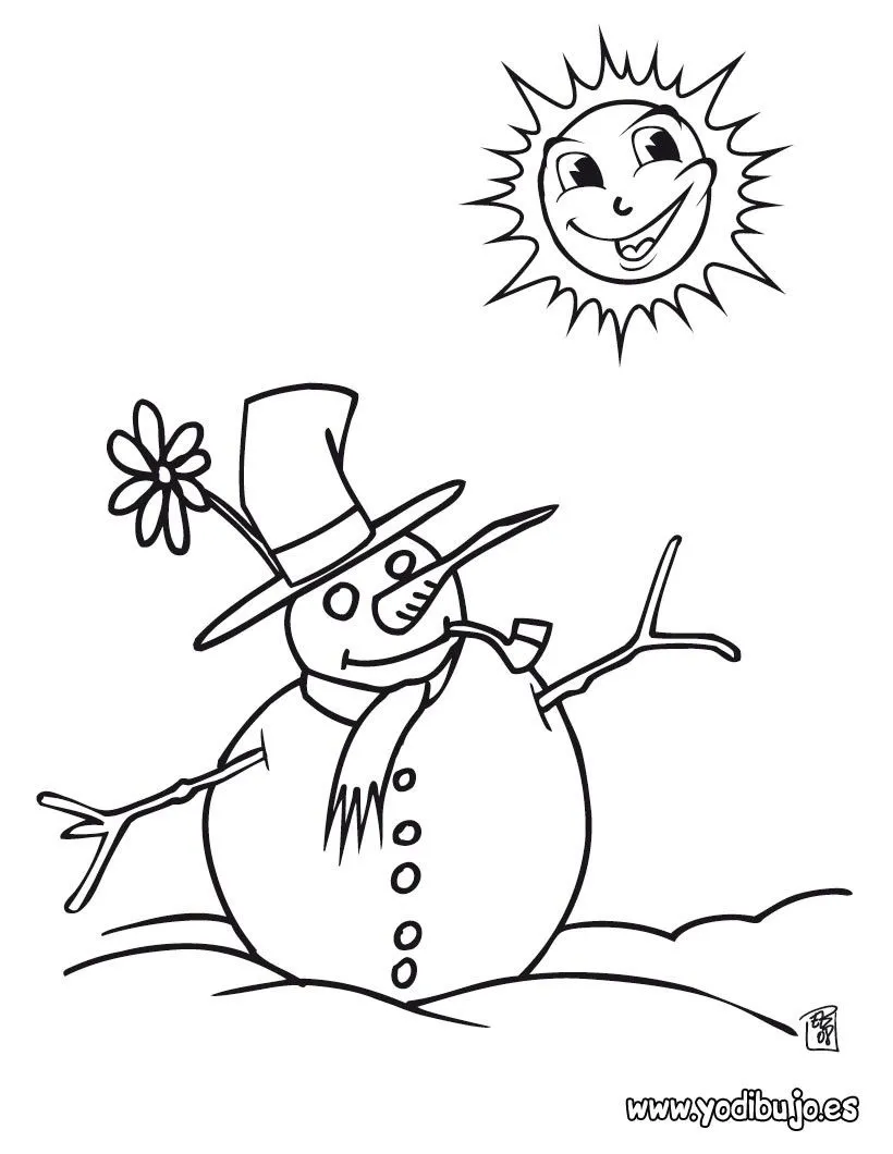 Dibujo muñeco de nieve bajo el sol - Colorear dibujos MUÑECOS DE ... Dibujo muñeco de nieve bajo el sol - Colorear dibujos MUÑECOS DE ...