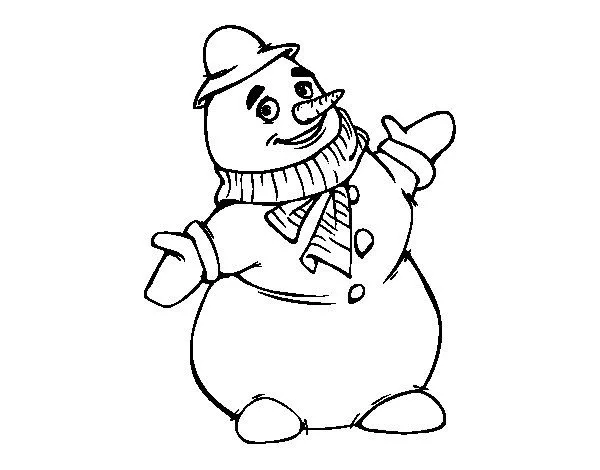 Dibujo de Muñeco de nieve sonriendo para Colorear - Dibujos.net Dibujo de Muñeco de nieve sonriendo para Colorear - Dibujos.net