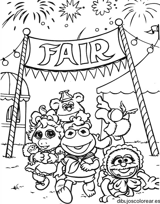 Dibujo de Los Mupetts en la feria | Dibujos para Colorear Dibujo de Los Mupetts en la feria | Dibujos para Colorear