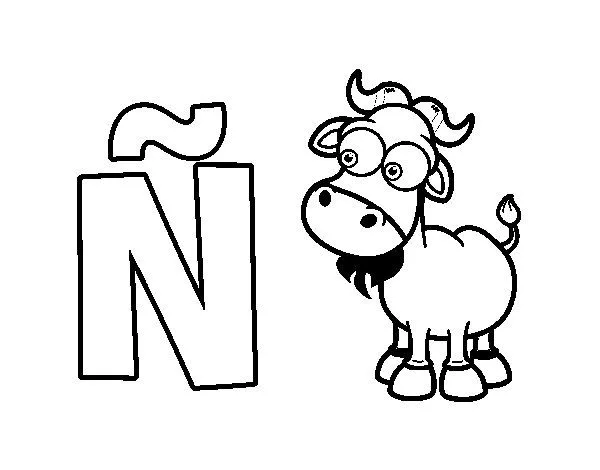 Dibujo de Ñ de Ñu para Colorear - Dibujos.net Dibujo de Ñ de Ñu para Colorear - Dibujos.net