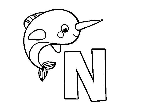 Dibujo de N de Narval para Colorear - Dibujos.net