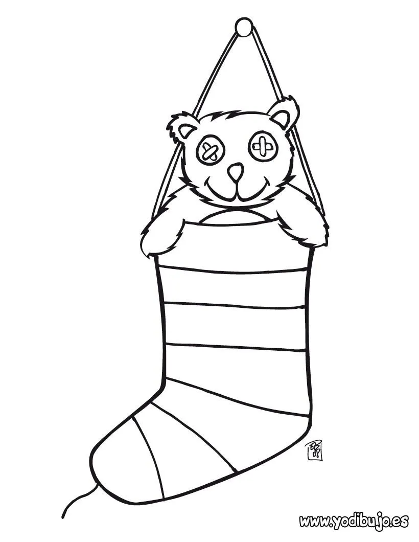 Dibujo de Navidad: la bota de regalos para colorear Dibujo de Navidad: la bota de regalos para colorear