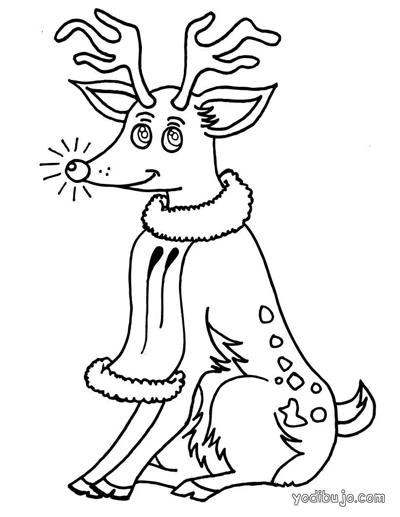 Dibujo de Navidad: Rodolfo el reno para colorear Dibujo de Navidad: Rodolfo el reno para colorear