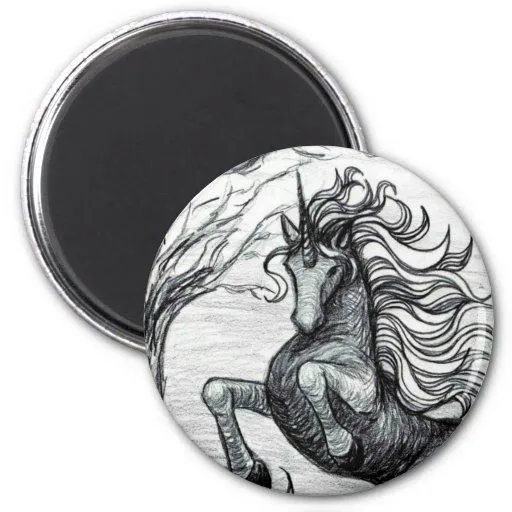 Dibujo negro y blanco del unicornio negro de los u imán de ...