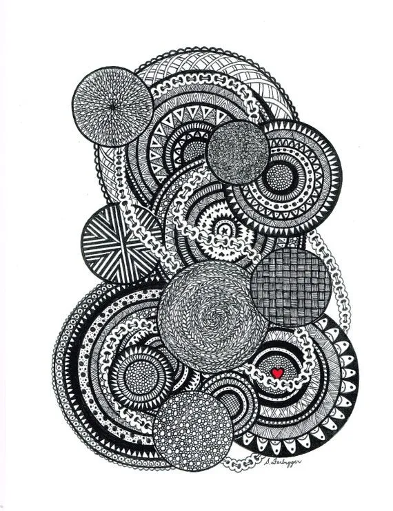 Dibujo negro y blanco Zentangle abstracto por LimeGreenArtShop Dibujo negro y blanco Zentangle abstracto por LimeGreenArtShop