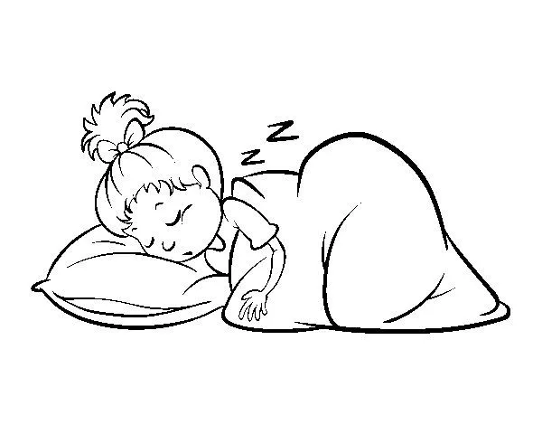 Dibujo de Nena durmiendo para Colorear - Dibujos.net