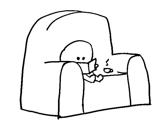 Dibujo: nene leyendo en el sofá | la broma