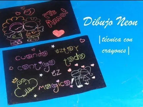 DIBUJO NEON || Técnica con crayones - YouTube