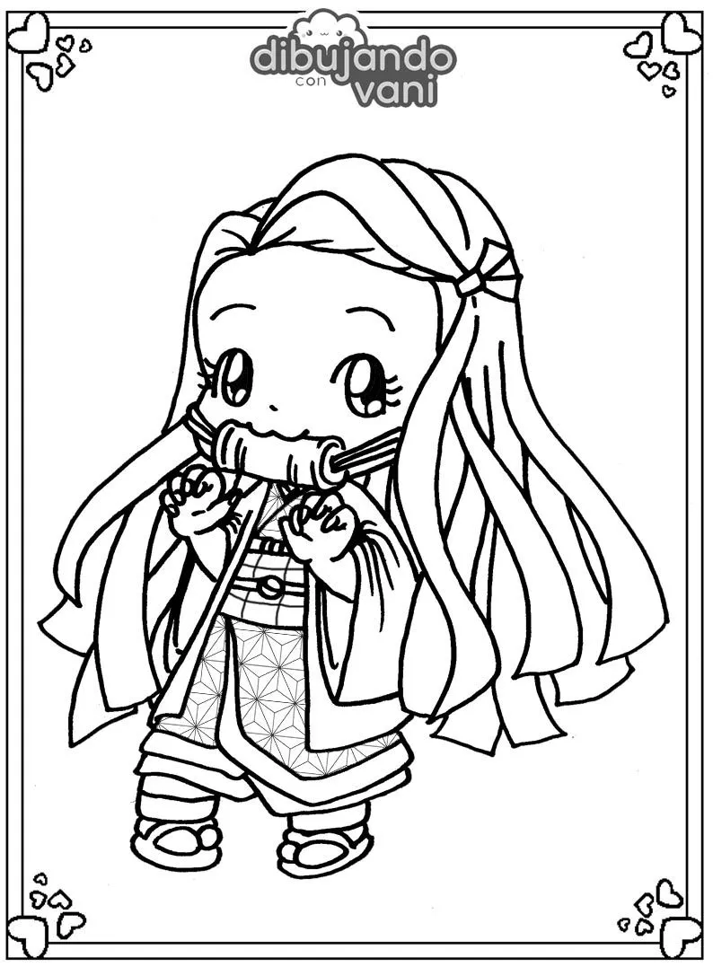 Dibujo de Nezuko para imprimir y colorear - Dibujando con Vani Dibujo de Nezuko para imprimir y colorear - Dibujando con Vani