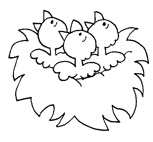 Dibujo de Nido de pájaritos para Colorear - Dibujos.net