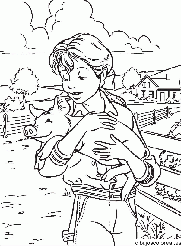 Dibujo de una niña en el campo | Dibujos para Colorear