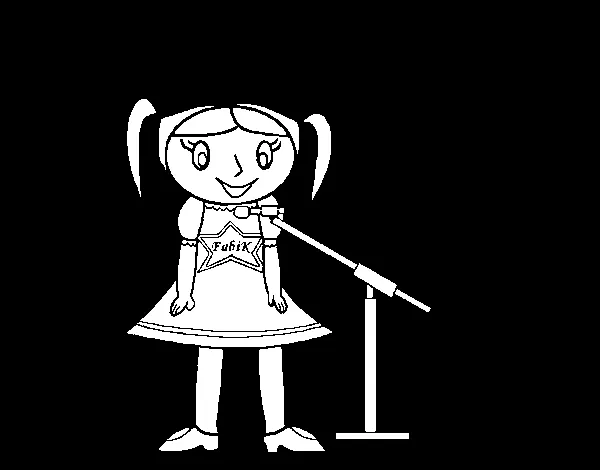 Dibujo de Niña cantando para Colorear - Dibujos.net Dibujo de Niña cantando para Colorear - Dibujos.net