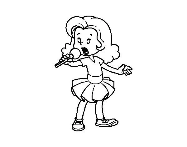 Dibujo de Una niña cantando para Colorear - Dibujos.net Dibujo de Una niña cantando para Colorear - Dibujos.net