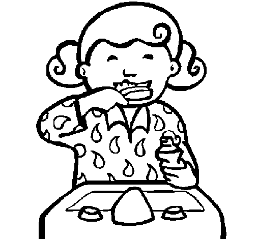 Dibujo de Niña cepillándose los dientes para Colorear - Dibujos.net Dibujo de Niña cepillándose los dientes para Colorear - Dibujos.net