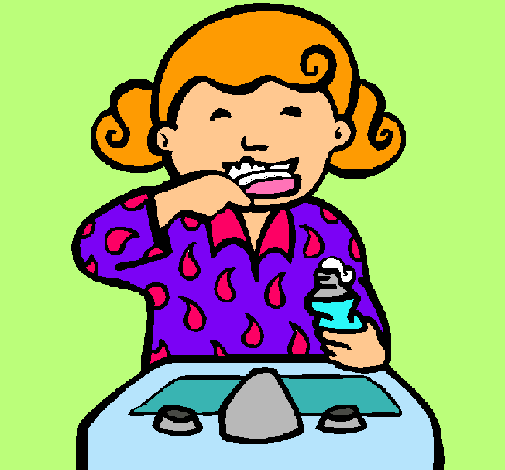Dibujo de Niña cepillándose los dientes pintado por Cepillado en ...