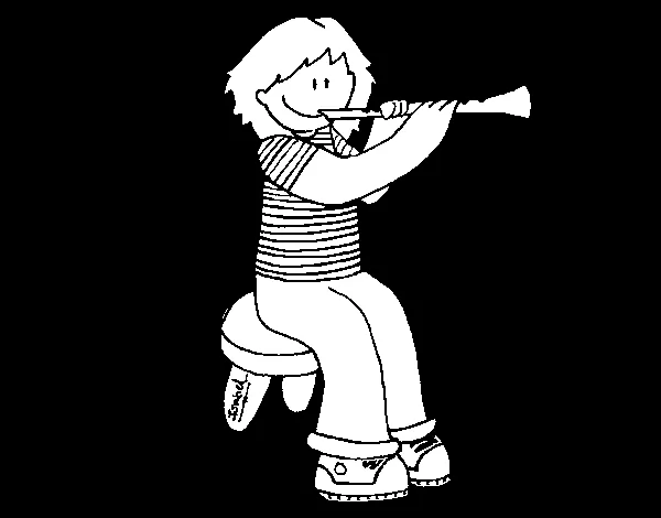 Dibujo de Niña con clarinete para Colorear - Dibujos.net Dibujo de Niña con clarinete para Colorear - Dibujos.net
