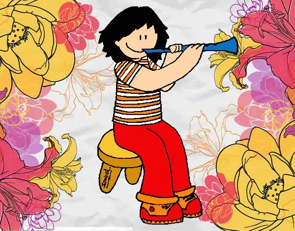 Dibujo de Niña con clarinete pintado por Amunyan en Dibujos.net el ...
