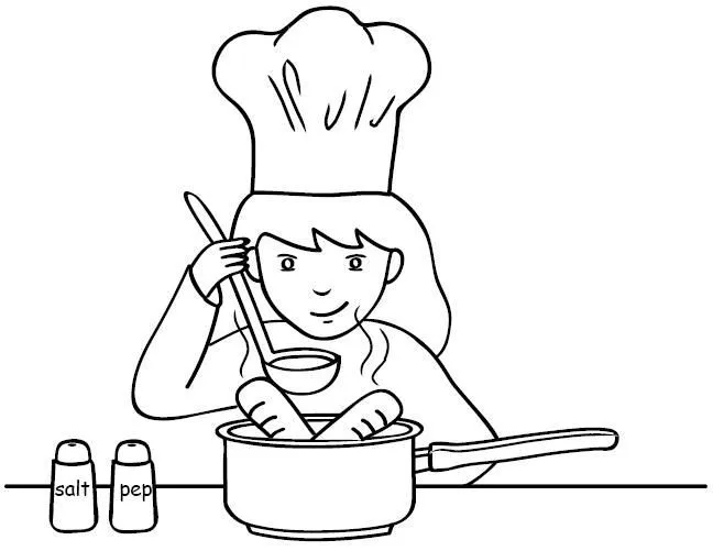 Dibujo niña cocinando - Imagui